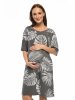 MijaCulture - labour maternity breastfeeding nightdress 4128 graphite / Palm trees